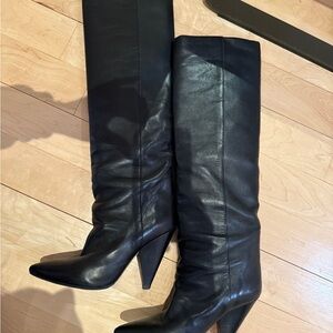 Isabel Marant knee high almond toe leather boots